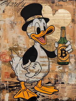 The Bitcoin Billionaire: Crypto Duck – Modern Frameless Wall Art