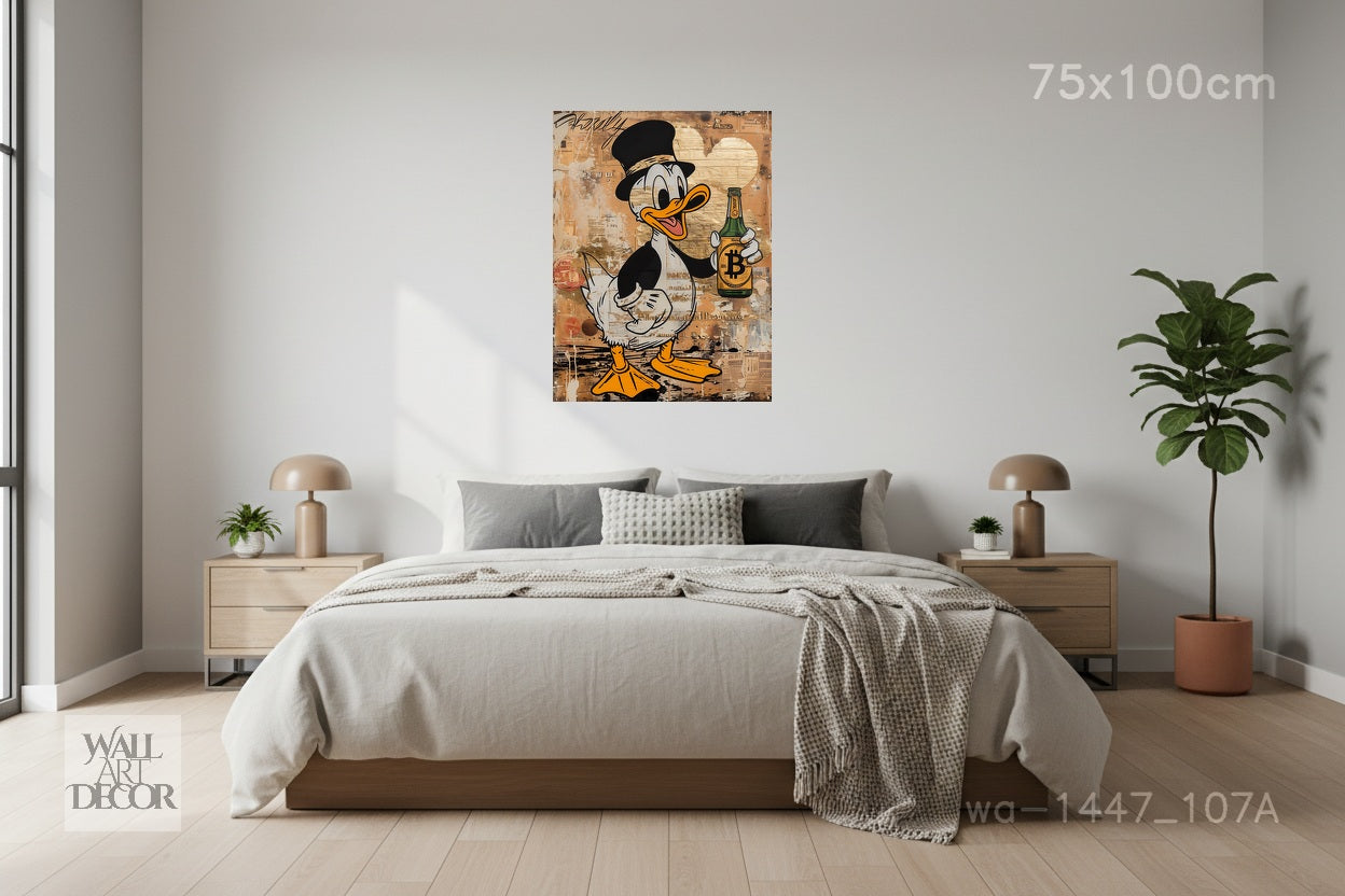 The Bitcoin Billionaire: Crypto Duck – Modern Frameless Wall Art