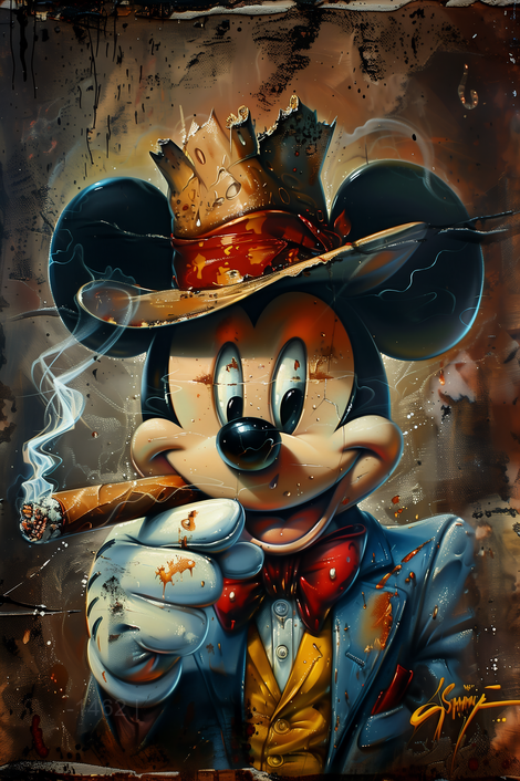 Modern Outlaw: Mickey "The Boss" – Urban Pop Art Frameless Wall Decor