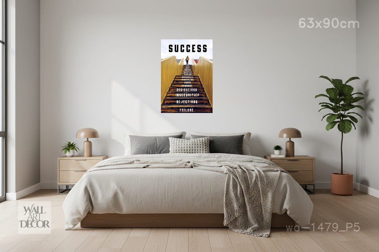 The Ascent: Stairway to Success – Modern Frameless Wall Art