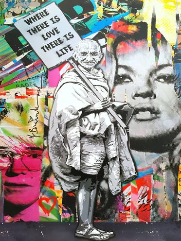 Timeless Wisdom: Gandhi Urban Pop Art – Modern Frameless Wall Art