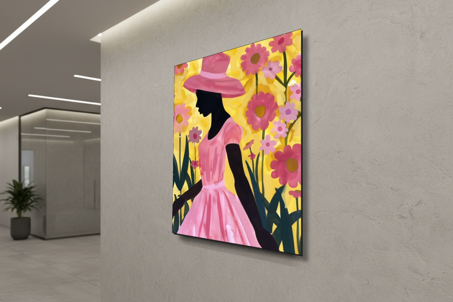 Tropical Blush: The Flower Garden Silhouette – Modern Frameless Wall Art