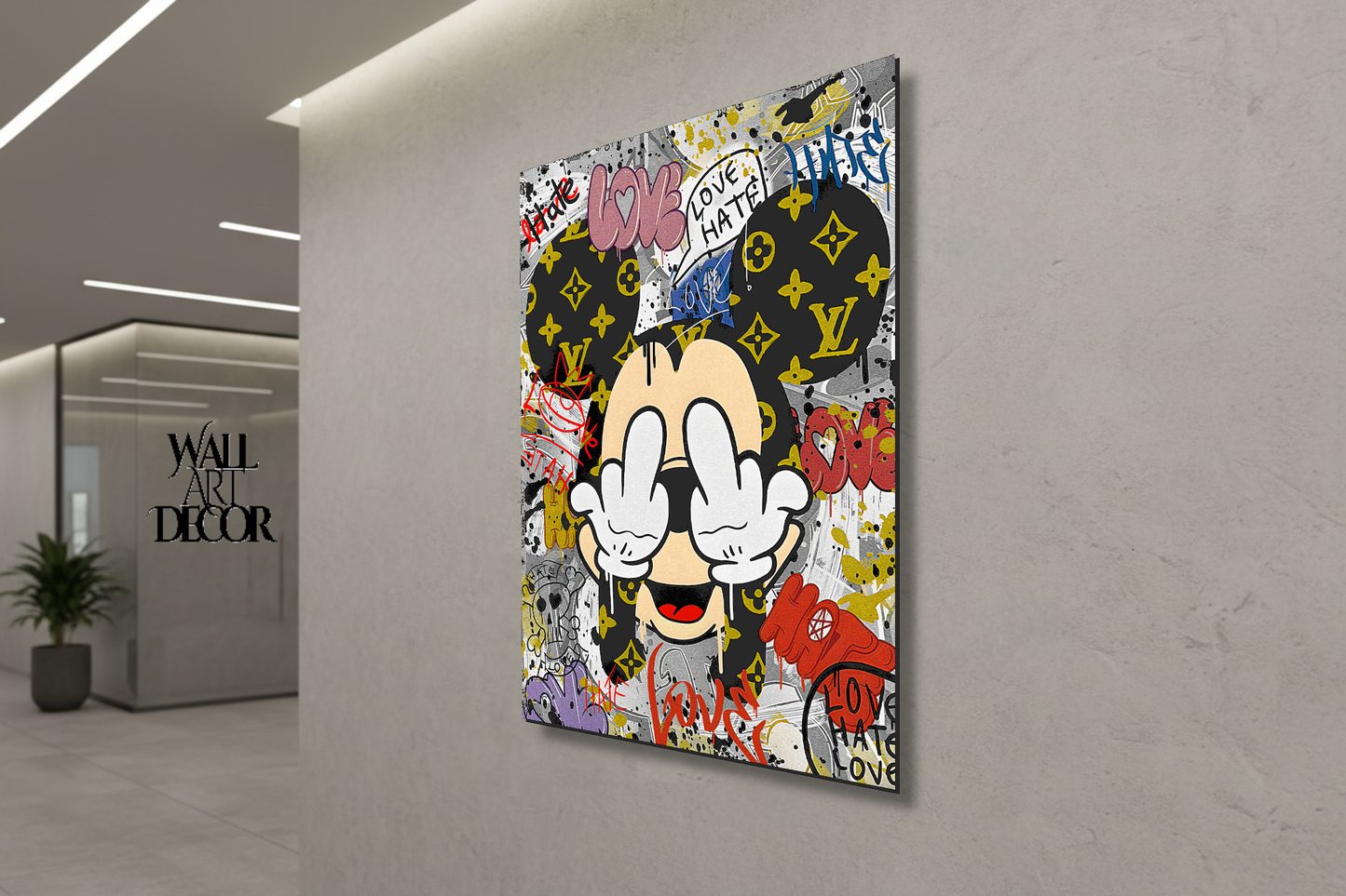 Mickey Rebellion: Urban Luxury Street Art – Modern Frameless Wall Art