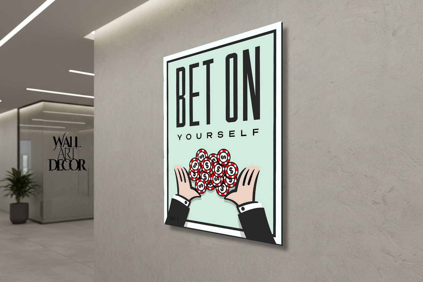 The Ultimate Wager: "Bet On Yourself" Monopoly Art – Modern Frameless Wall Art