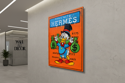 Hermès Harvest: Scrooge McDuck Title Deed – Modern Frameless Wall Art