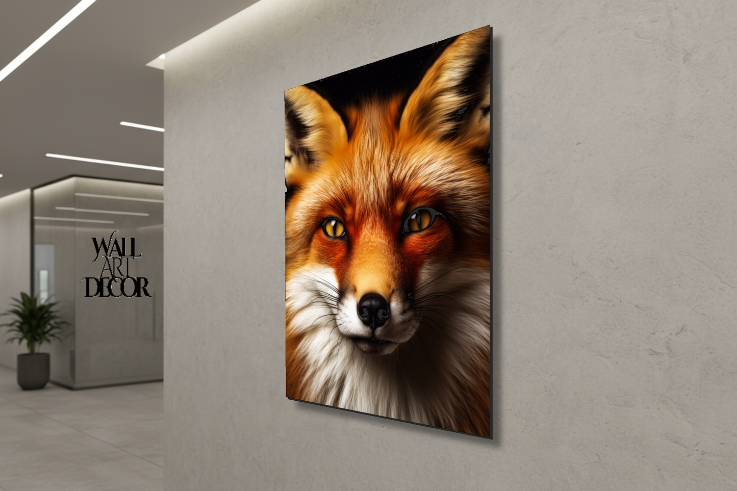 Amber Gaze: Majestic Red Fox Portrait – Modern Frameless Wall Art