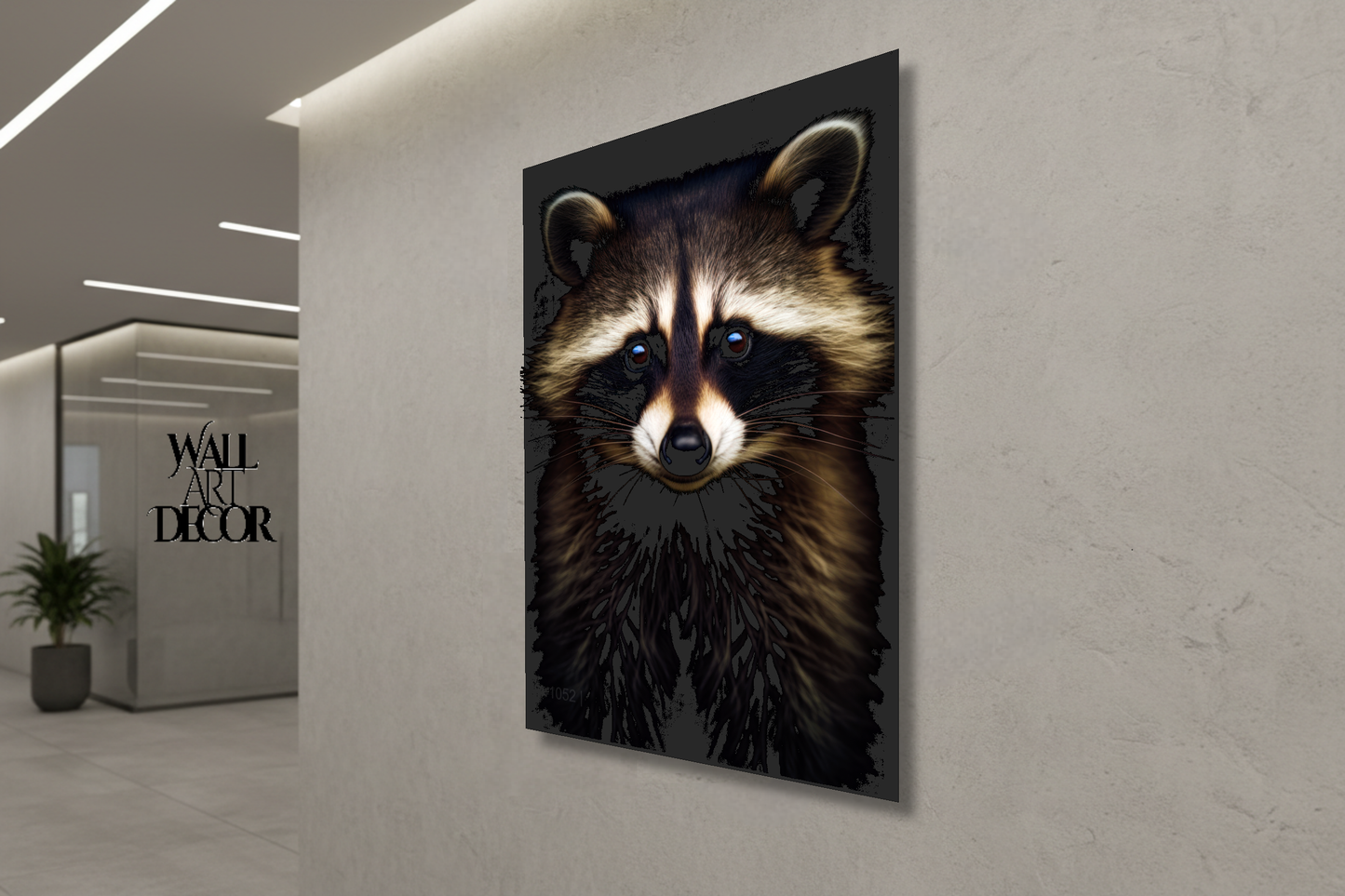 Midnight Bandit: Majestic Raccoon Portrait | Modern Frameless Decor
