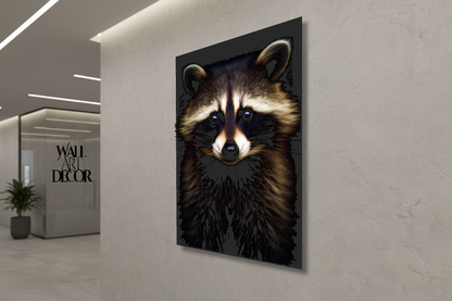 Midnight Bandit: Majestic Raccoon Portrait | Modern Frameless Decor