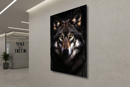 Alpha Spirit: Intense Grey Wolf Portrait – Modern Frameless Wall Art