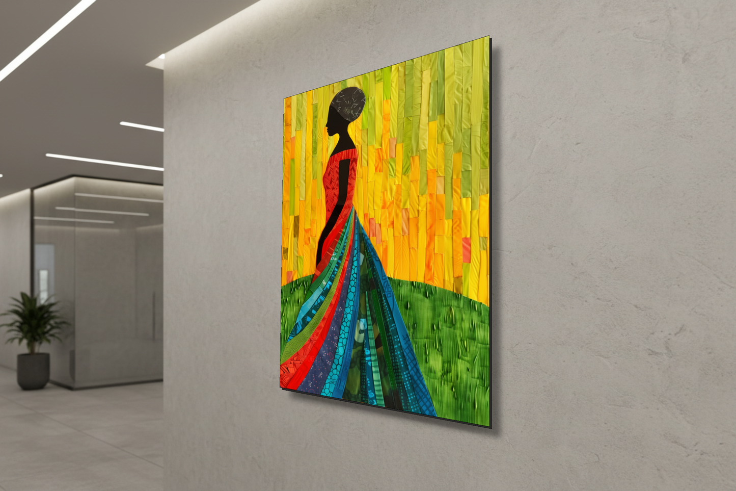 Prismatic Grace: The Mosaic Silhouette – Modern Frameless Wall Art