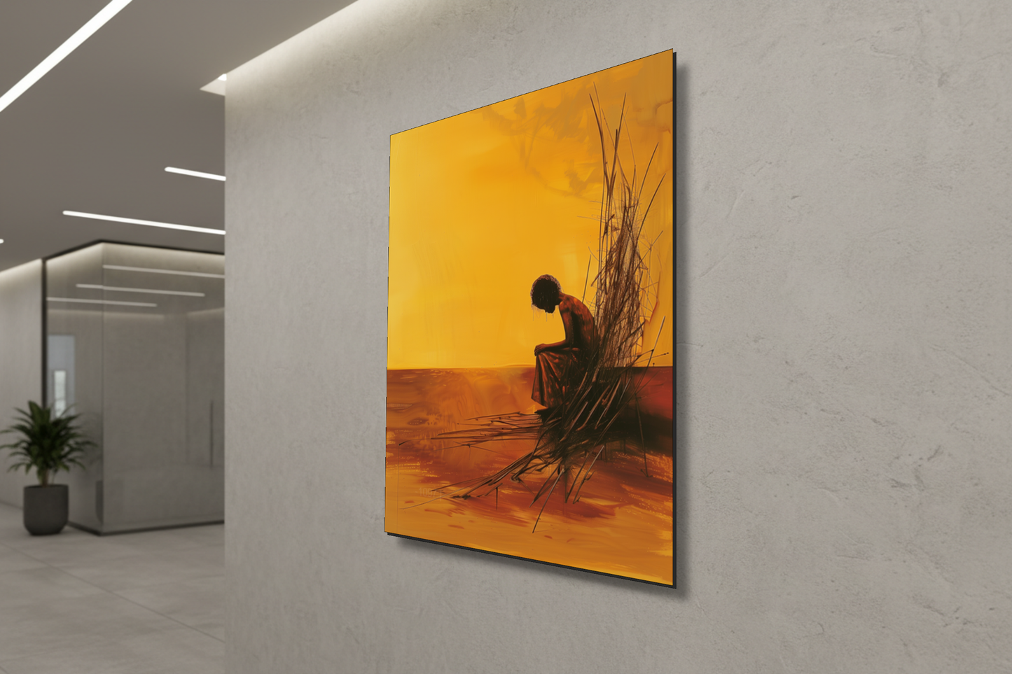 Golden Solitude: The Quiet Earth – Modern Frameless Wall Art