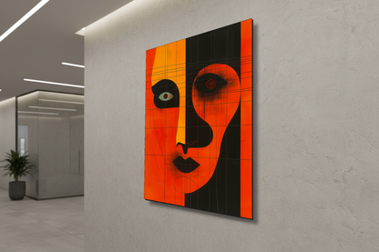 Obsidian Echo: Modern Abstract Visage – Frameless Wall Art