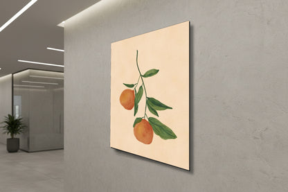 Botanical Serenity: Watercolor Citrus Branch – Modern Frameless Wall Art