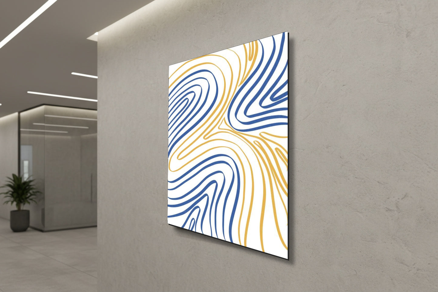 Golden Sands: Abstract Topographic Ripples – Modern Frameless Wall Art