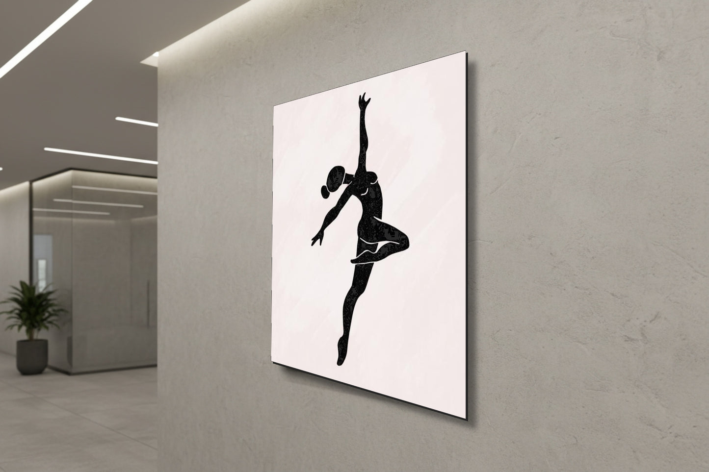 Grace in Motion: Minimalist Dancer Silhouette – Modern Frameless Wall Art