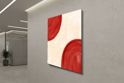 Crimson Horizon: Minimalist Abstract Arches – Modern Frameless Wall Art