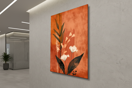 Desert Flora: Rustic Wildflower Abstract – Modern Frameless Wall Art