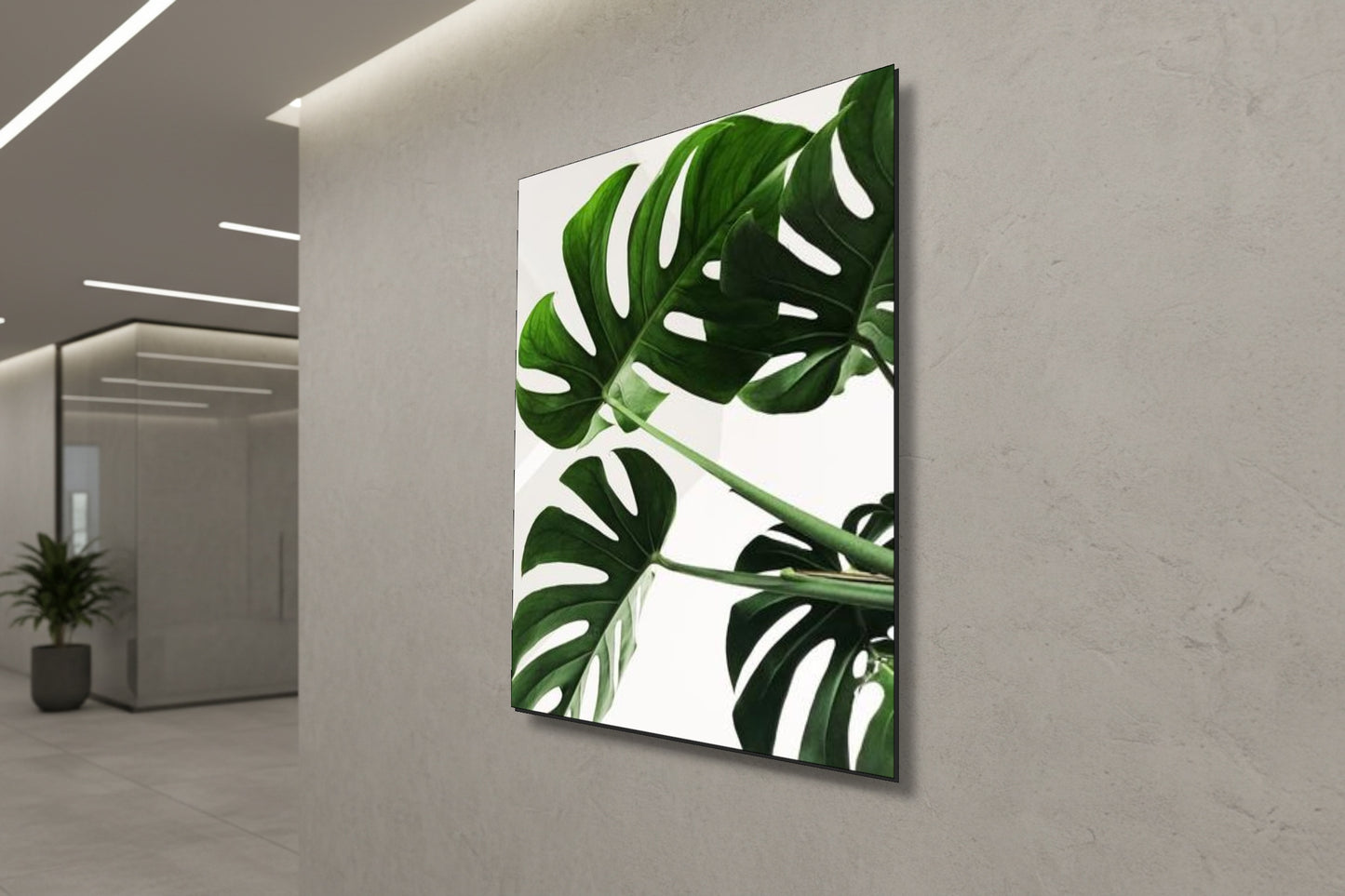 Verdant Majesty: Monstera Deliciosa – Modern Frameless Wall Art