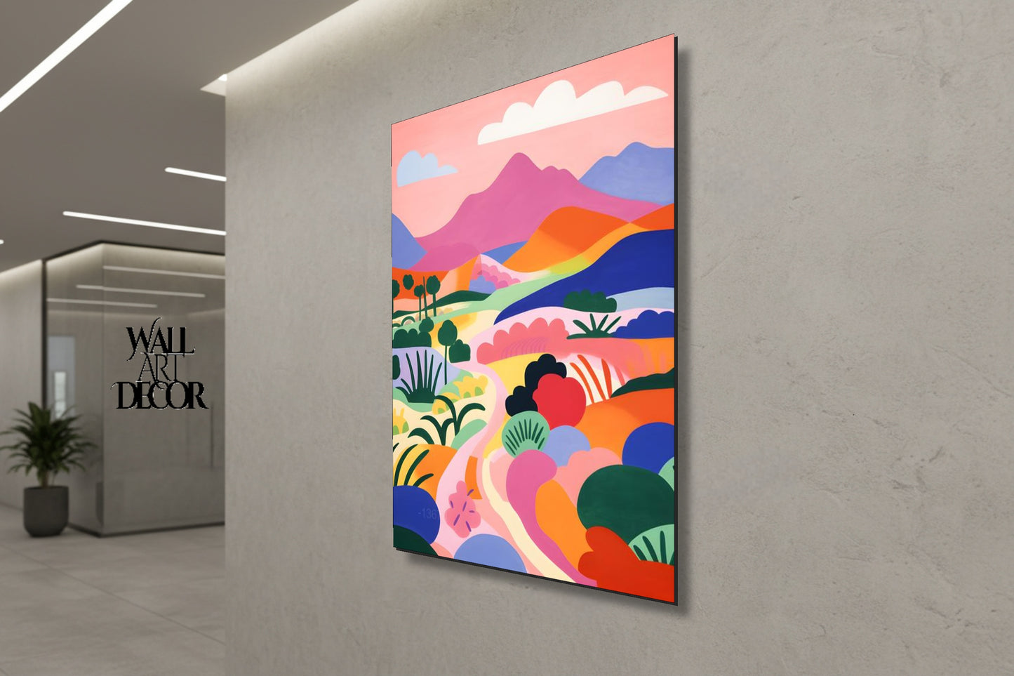 Prismatic Path: The Rolling Technicolor Hills – Modern Frameless Wall Art