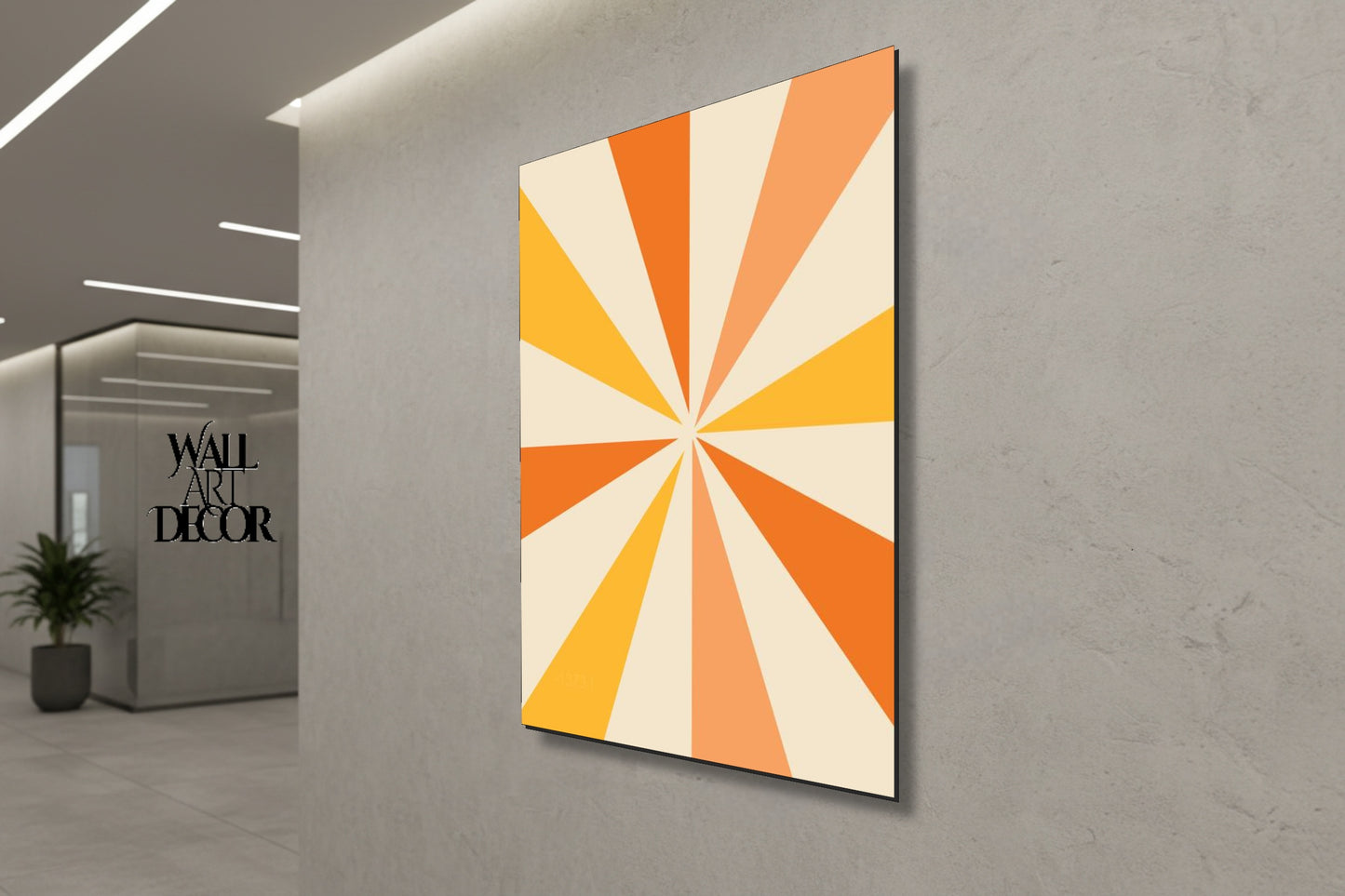 Prismatic Sunrise: The Geometric Glow – Modern Frameless Wall Art