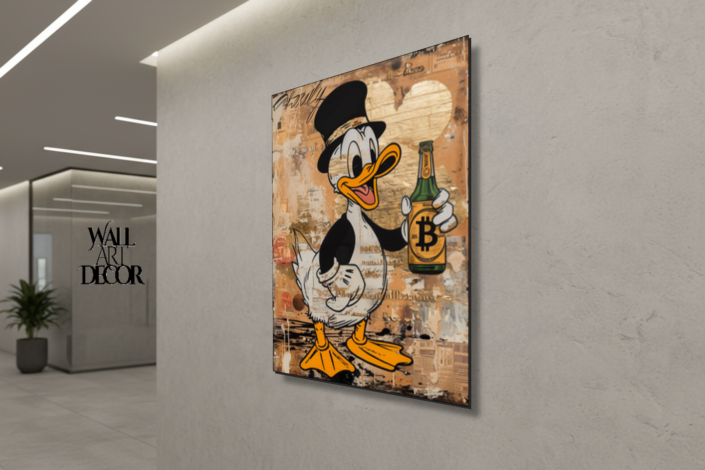 The Bitcoin Billionaire: Crypto Duck – Modern Frameless Wall Art